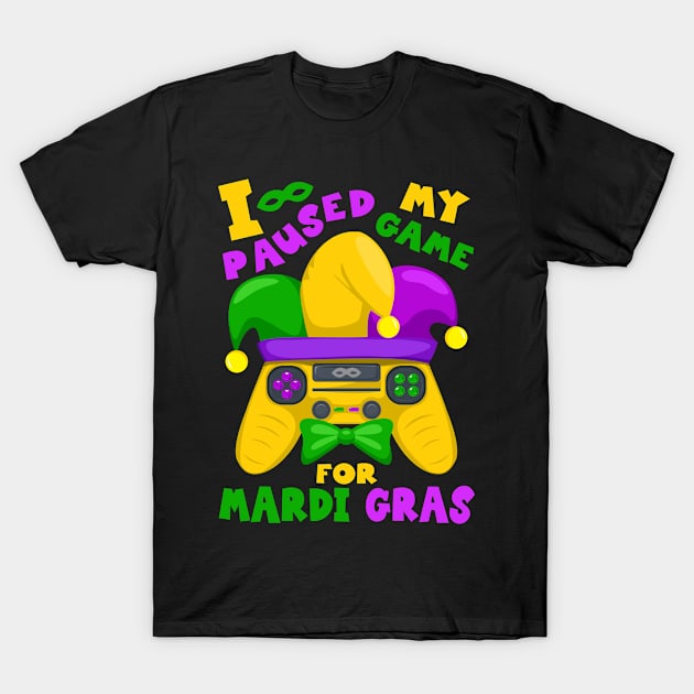 Mardi Gras Outfit For Men, Mardi Gras Gamer Video Controller T-Shirt by auviba-design